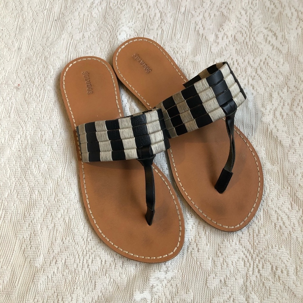 Soludos woven band leather thong sandals